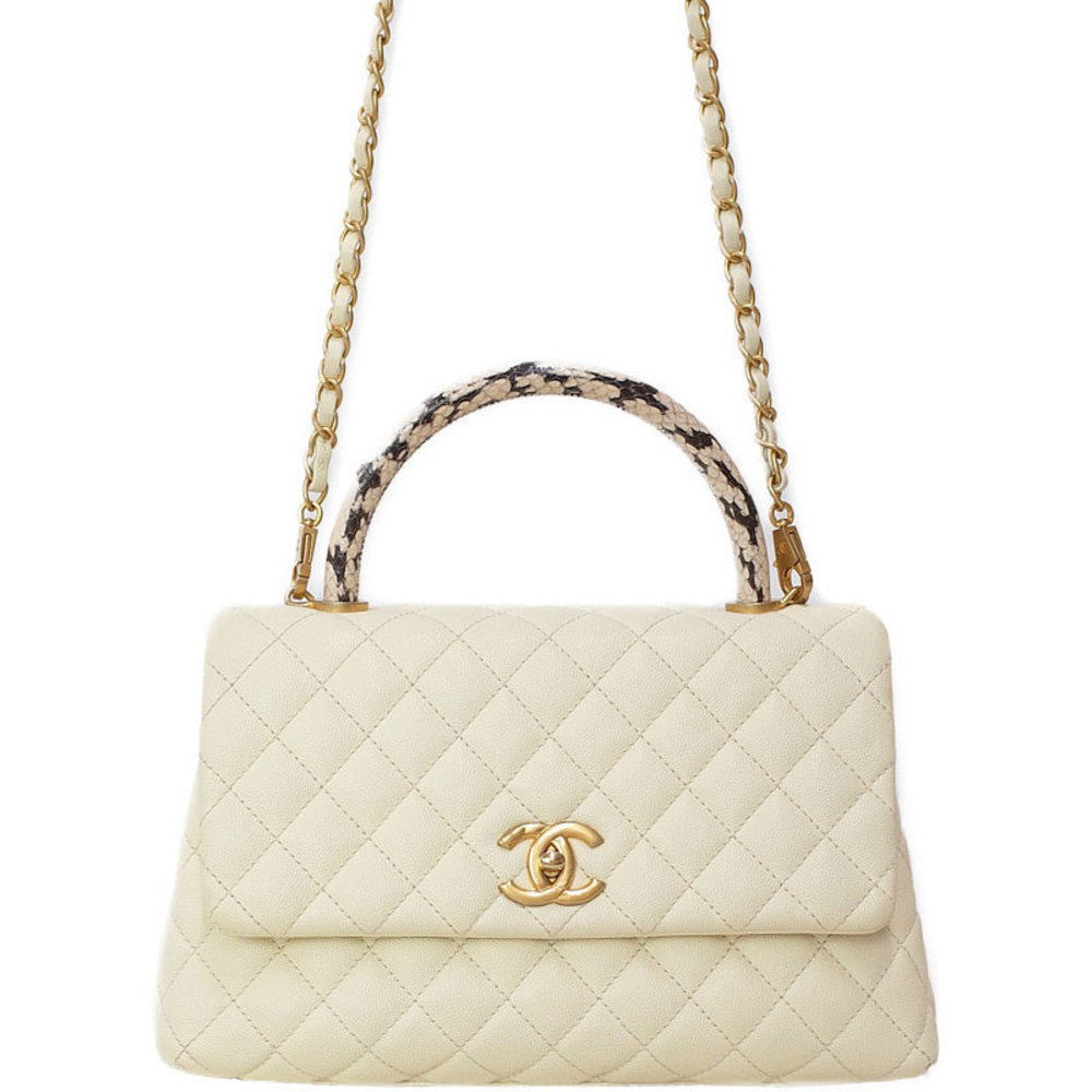 Chanel Chain Python Shoulder Bag Handle Matelasse - Picture 2 of 9